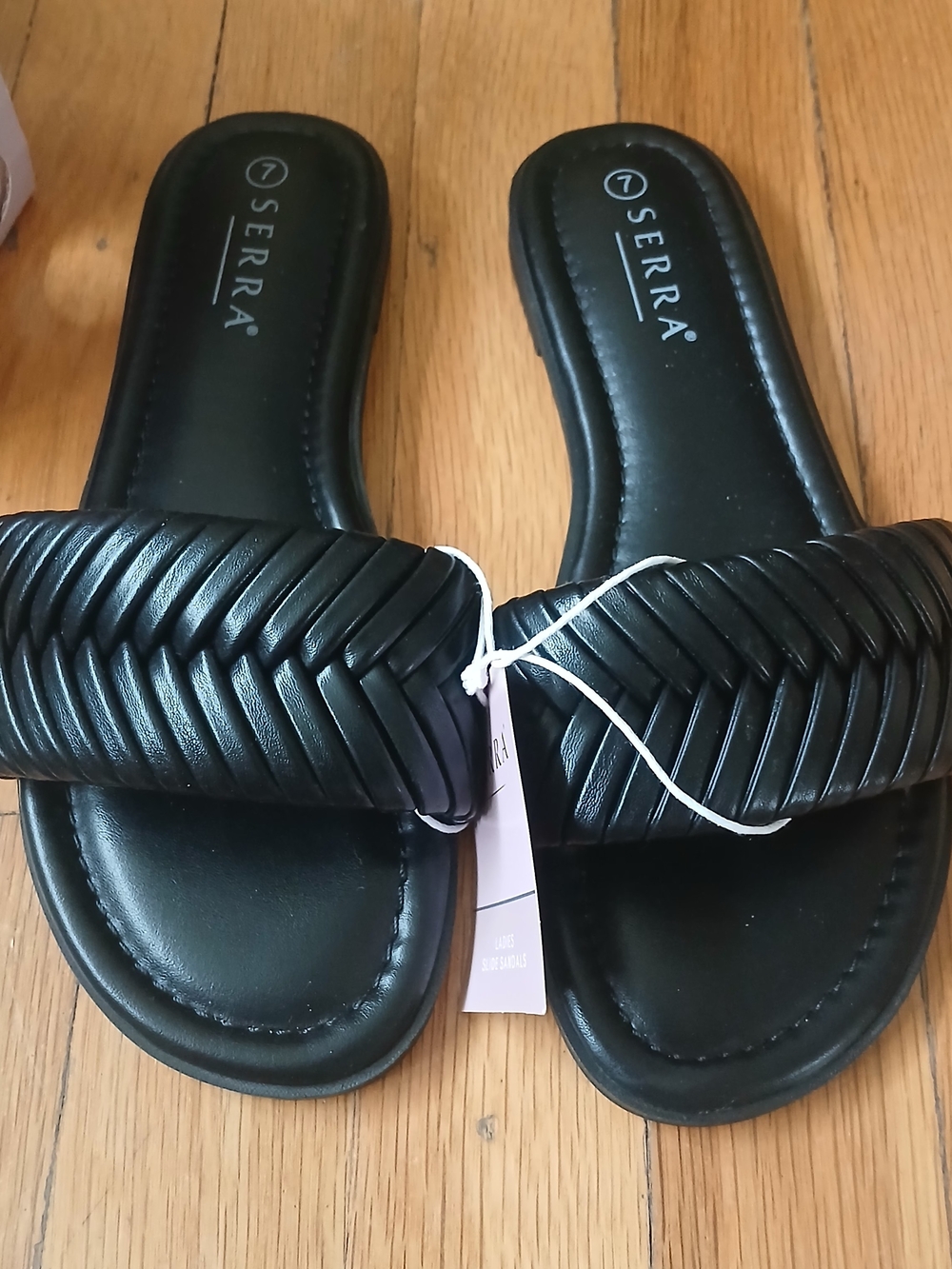 SERRA Black Braided Slide Sandals for Women